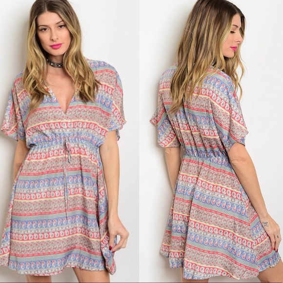 Coral Blue Paisley Dress - Picture 8 of 8