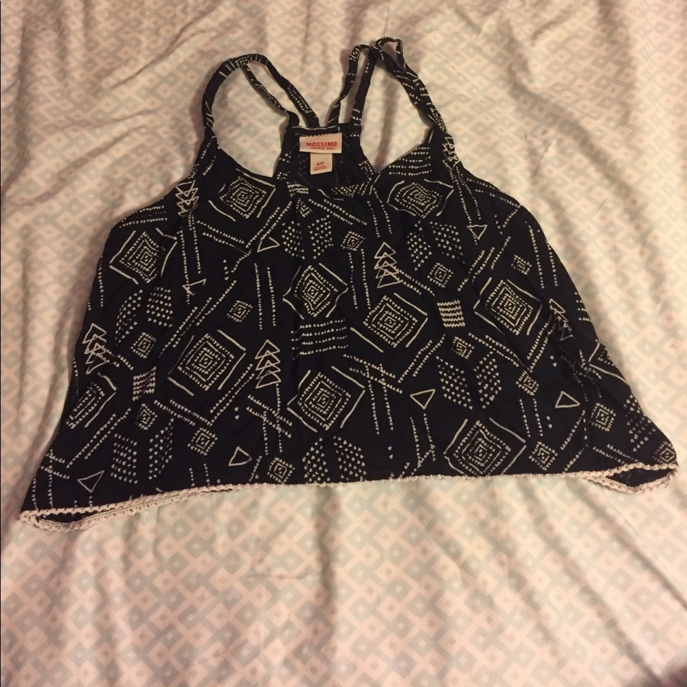 Mossimo Black Crop Top with Design