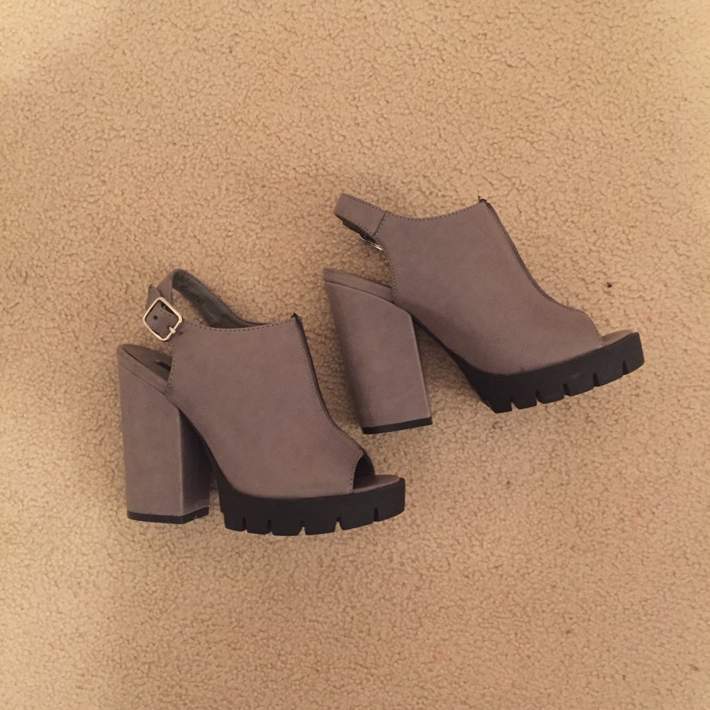 Forever 21 Grey High Heel Mules