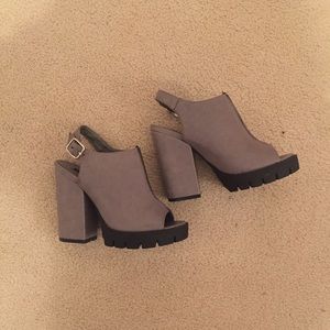 Forever 21 Grey High Heel Mules