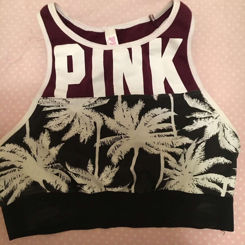 Pink racer back sports bra