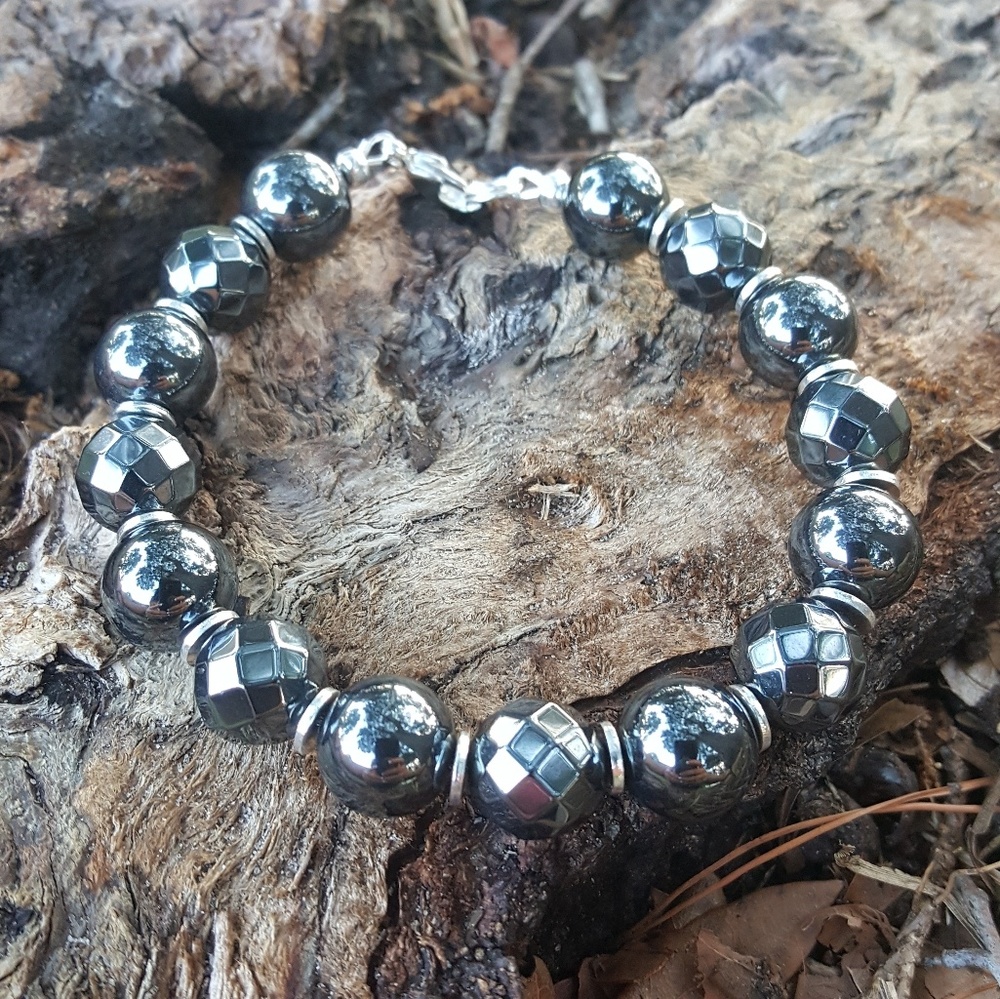 Men and Womens 12mm  Hematite bracelet