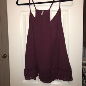 Free People Intimates Maroon Lace Tank