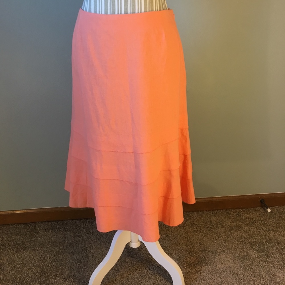 Coral linen skirt by Christopher&Banks size 12