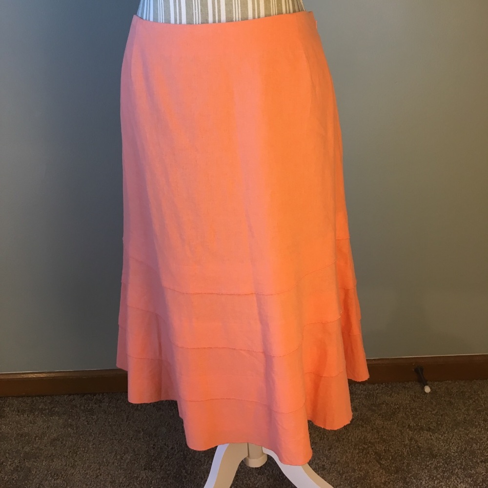 Coral linen skirt by Christopher&Banks size 12