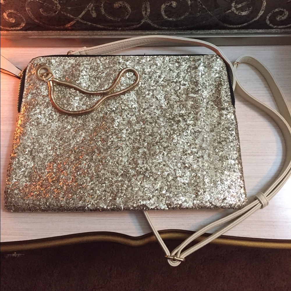 Torrid gold glitter cross body bag/ clutch