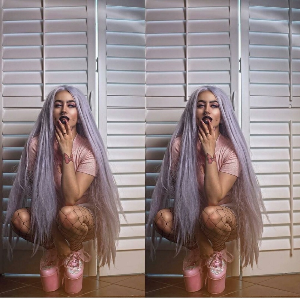 Pastel Purple Gray Long Wig 28-32 inches!! - Picture 1 of 6
