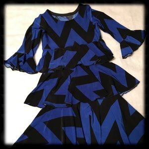 Royal Blue And Black Chevron Dress