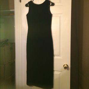 Midi black velvet dress