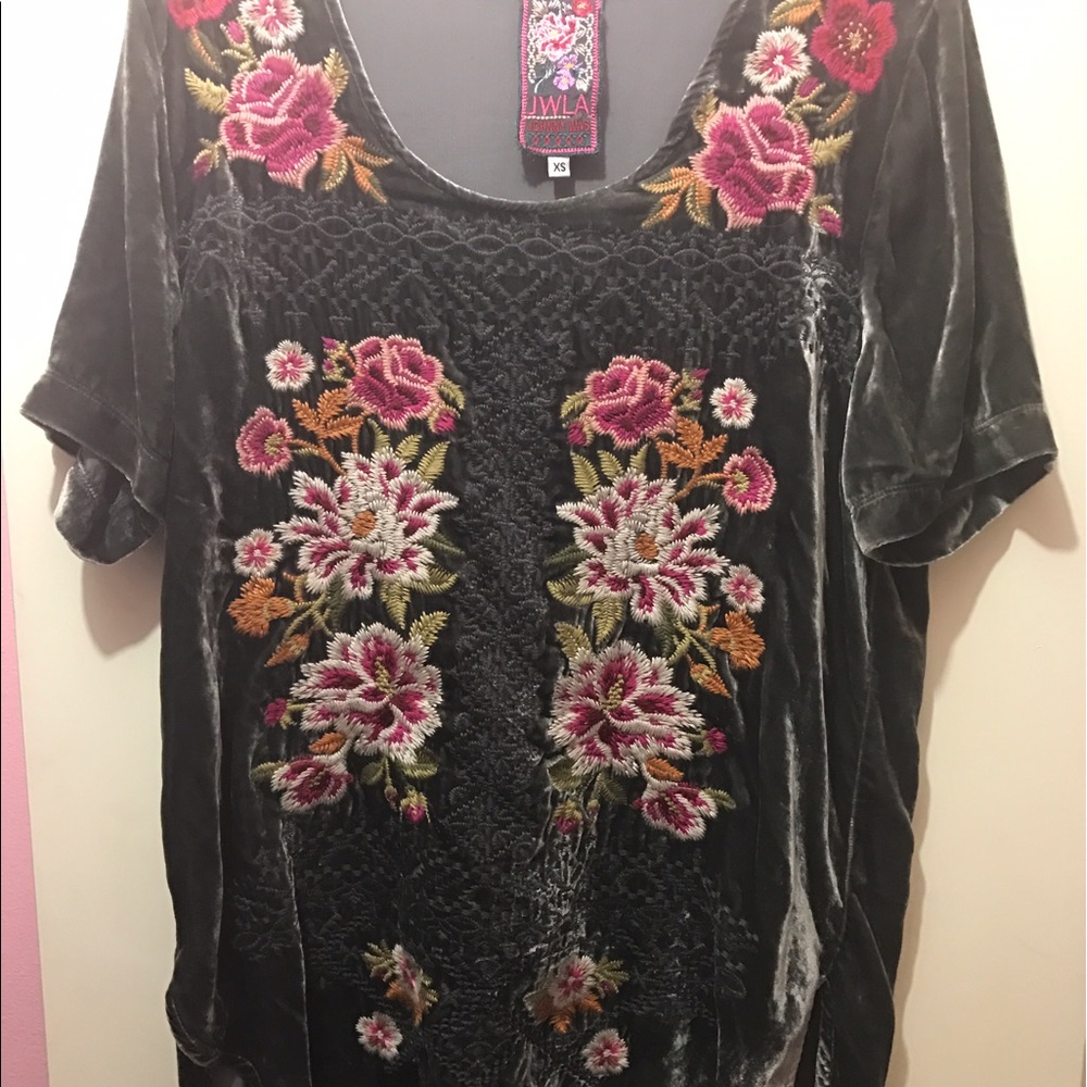 Johnny Was velvet embroidered top.