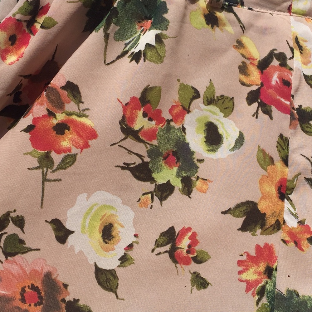 Floral M Shorts Culottes Peach Flesh Botanical - Picture 5 of 7