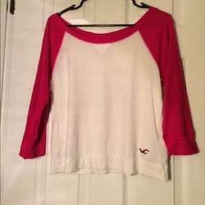 Hollister Pink baseball tee SM