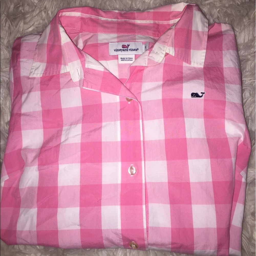 Women's Vineyard Vines pink Gingham button up