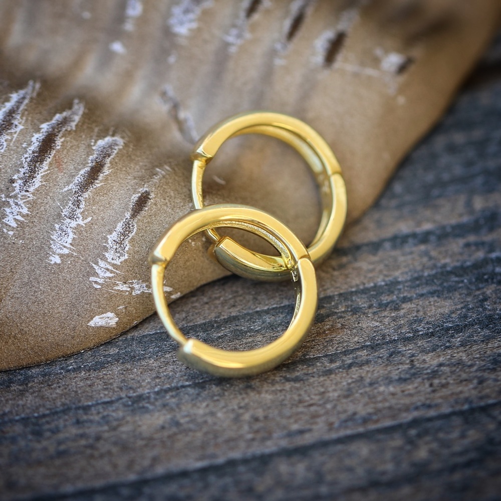 925 Sterling Silver Men's Gold Hoop Earrings