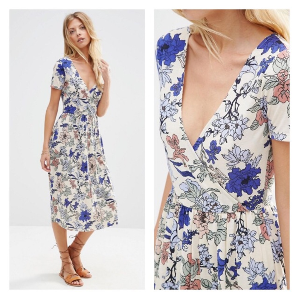 ASOS Petite Floral Pleated Wrap Dress 4