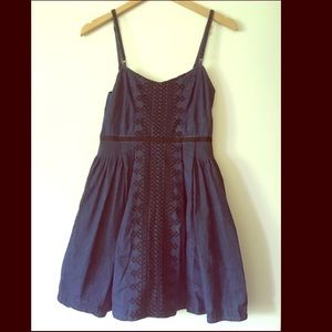 Denim dress with geometric embroidery