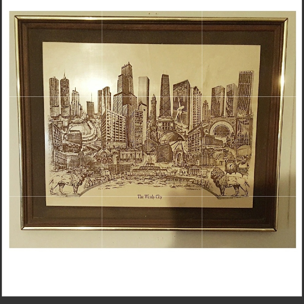 Fantastic piece of Chicago framed marble art.