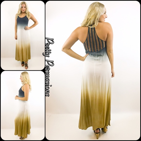 Black Ivory Tan Ombré Crochet Back Maxi Dress - Picture 6 of 8