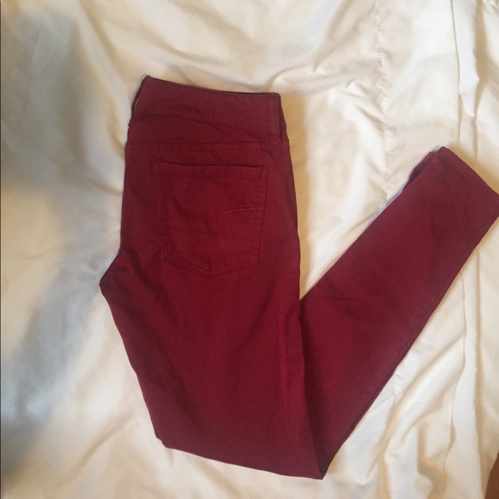 American Eagle Dark Red Jeggings