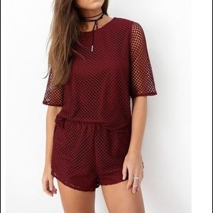 NWOT Sabo Skirt Currant Mesh Top and Bottom Set