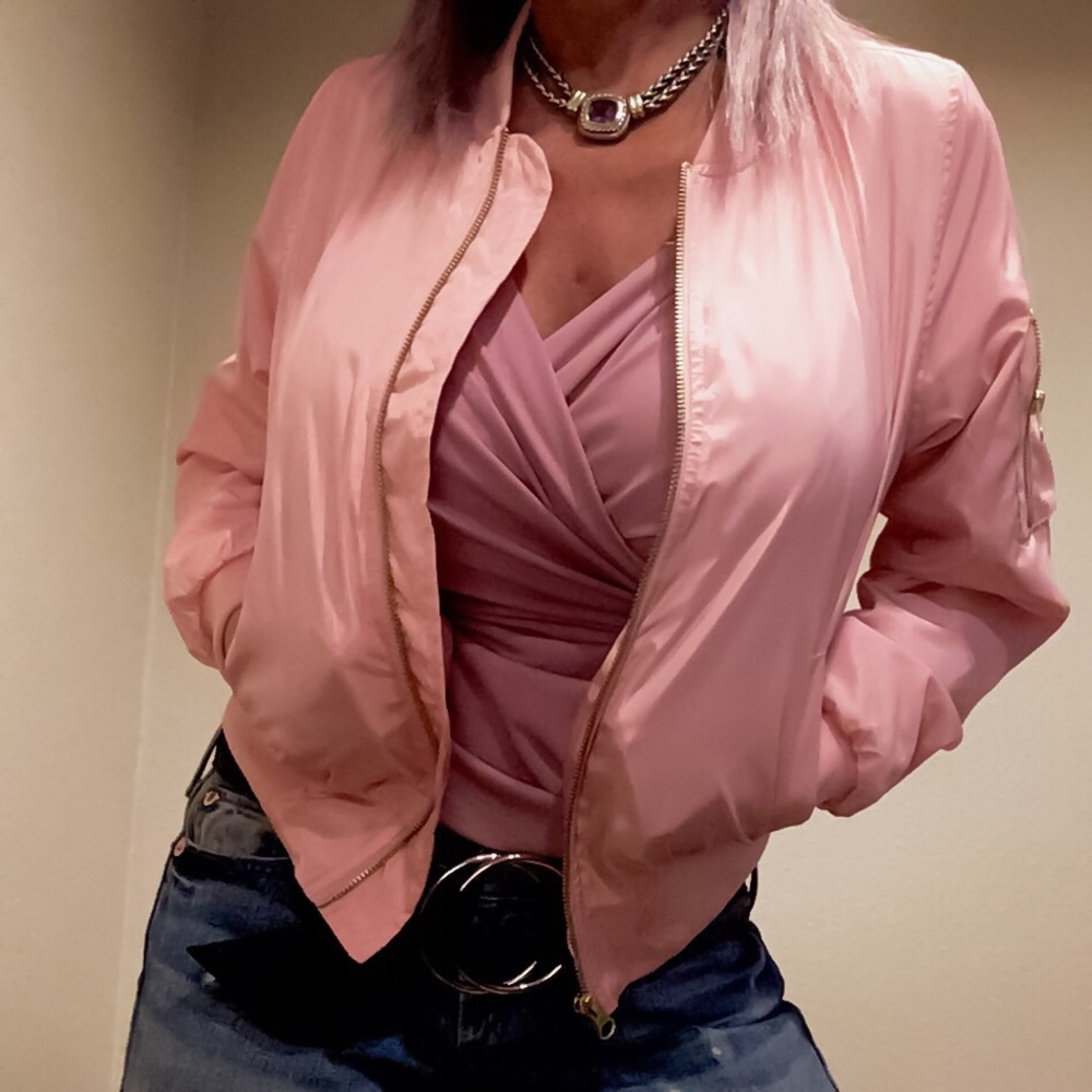 Pink bomber jacket