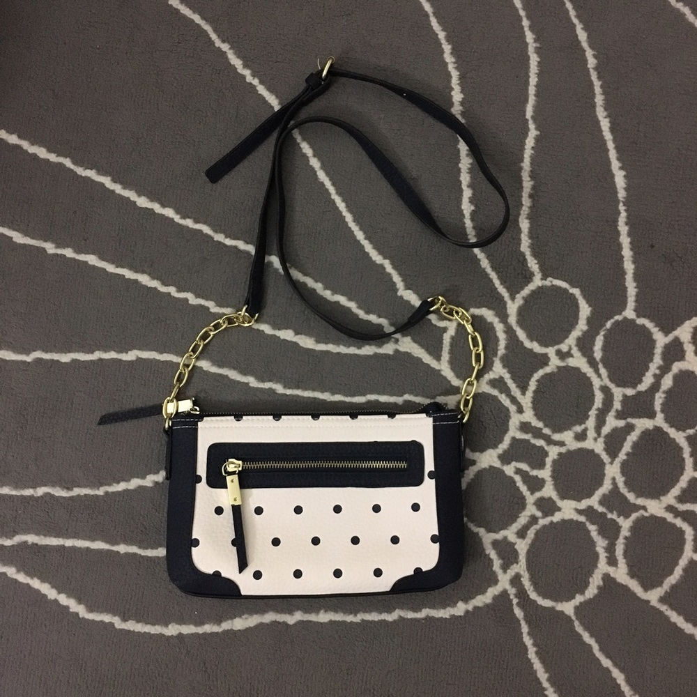 Navy and white small crossbody purse