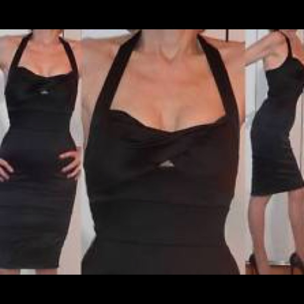 Bebe Bandage Black Halter Dress