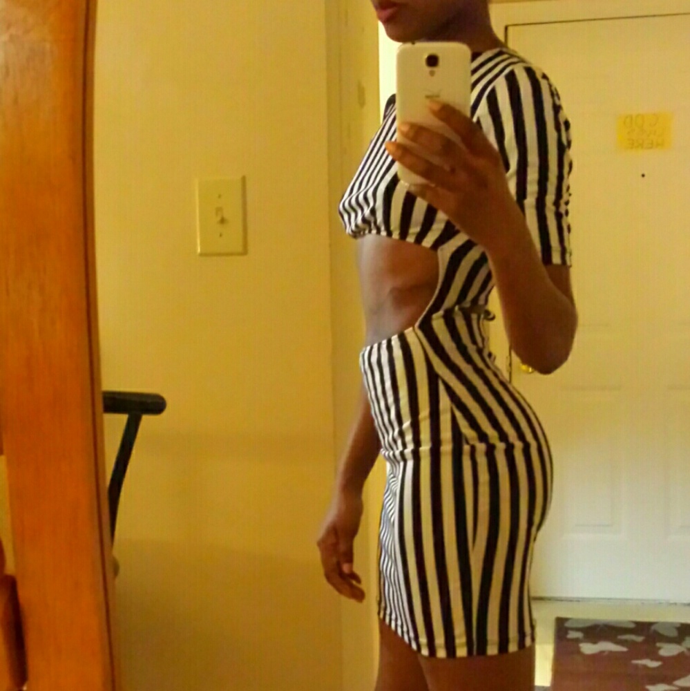 Black and white stripe dress