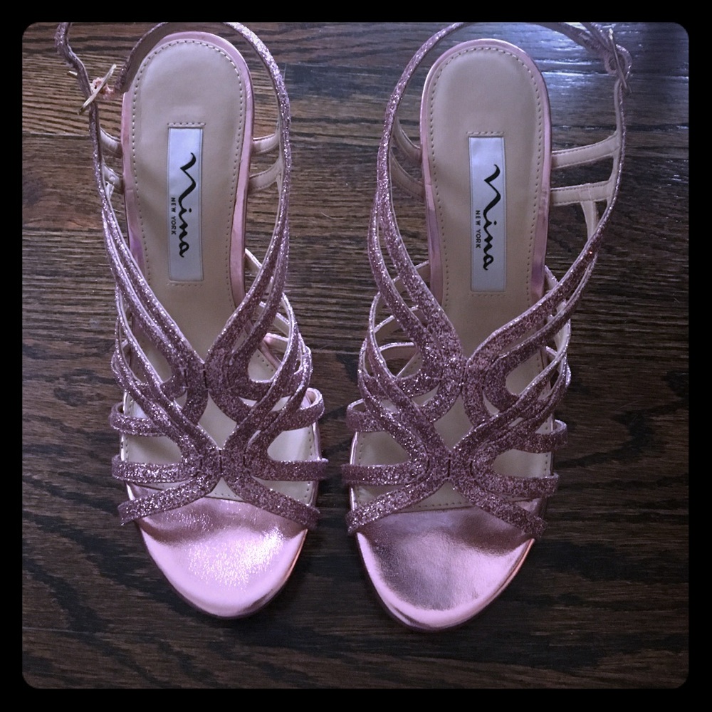 Brand new pink sparkly Nina heels