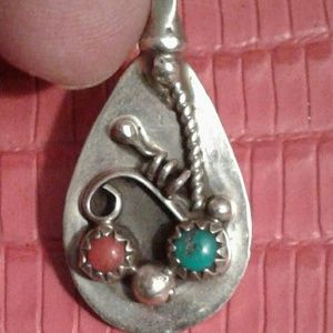 Unique Sterling Kokopelli Turquoise necklace