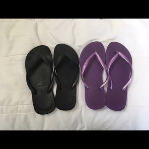 2 pairs of Haviana flip flops