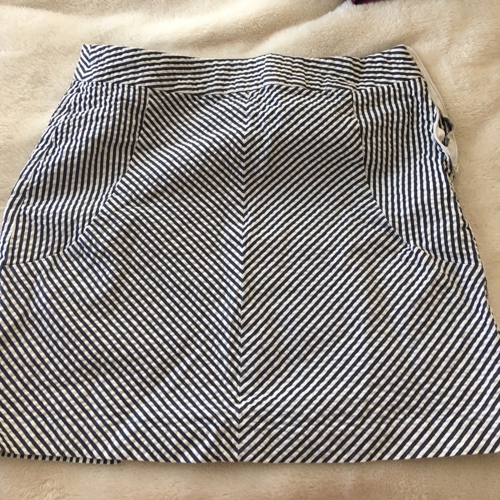 Navy blue seersucker skirt