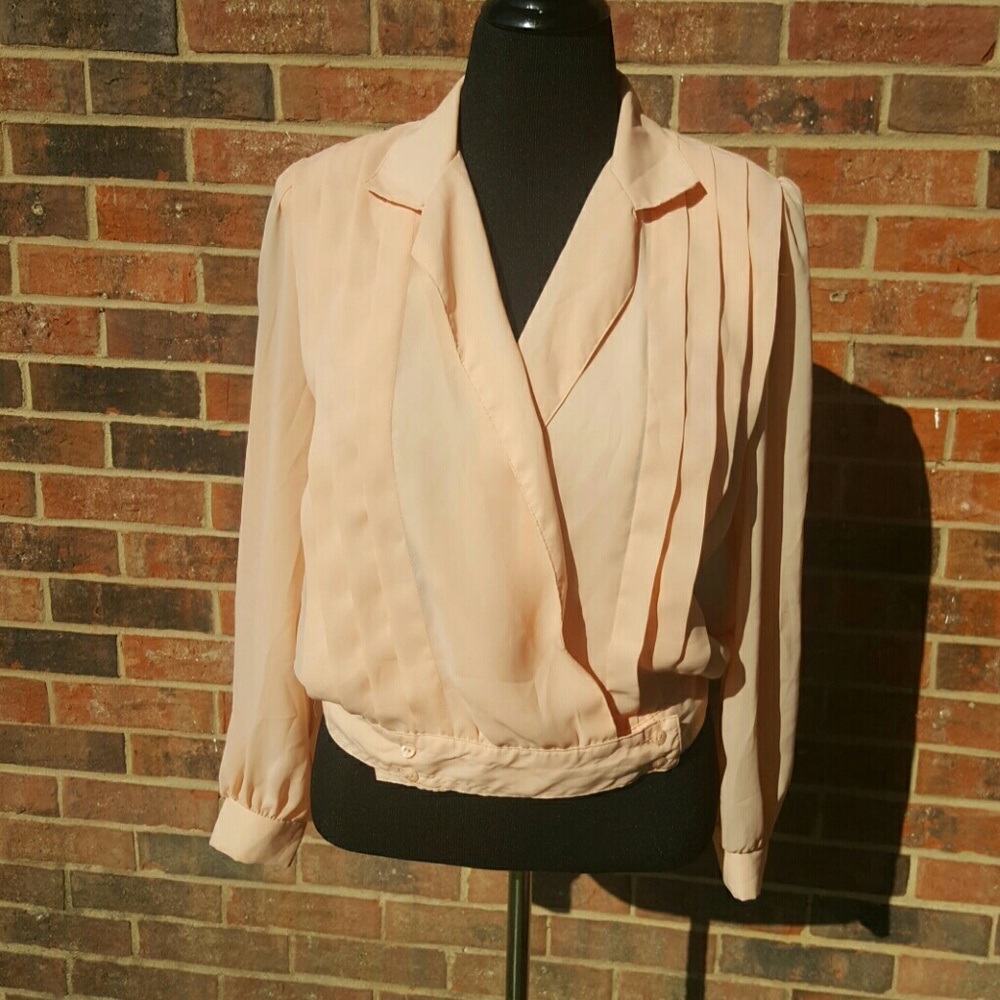 Vintage Peach Chiffon Blazer Wrap Top