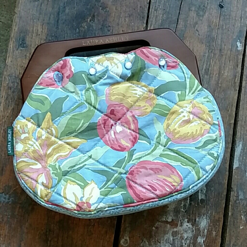 Laura Ashley fabric purse with wooden handles