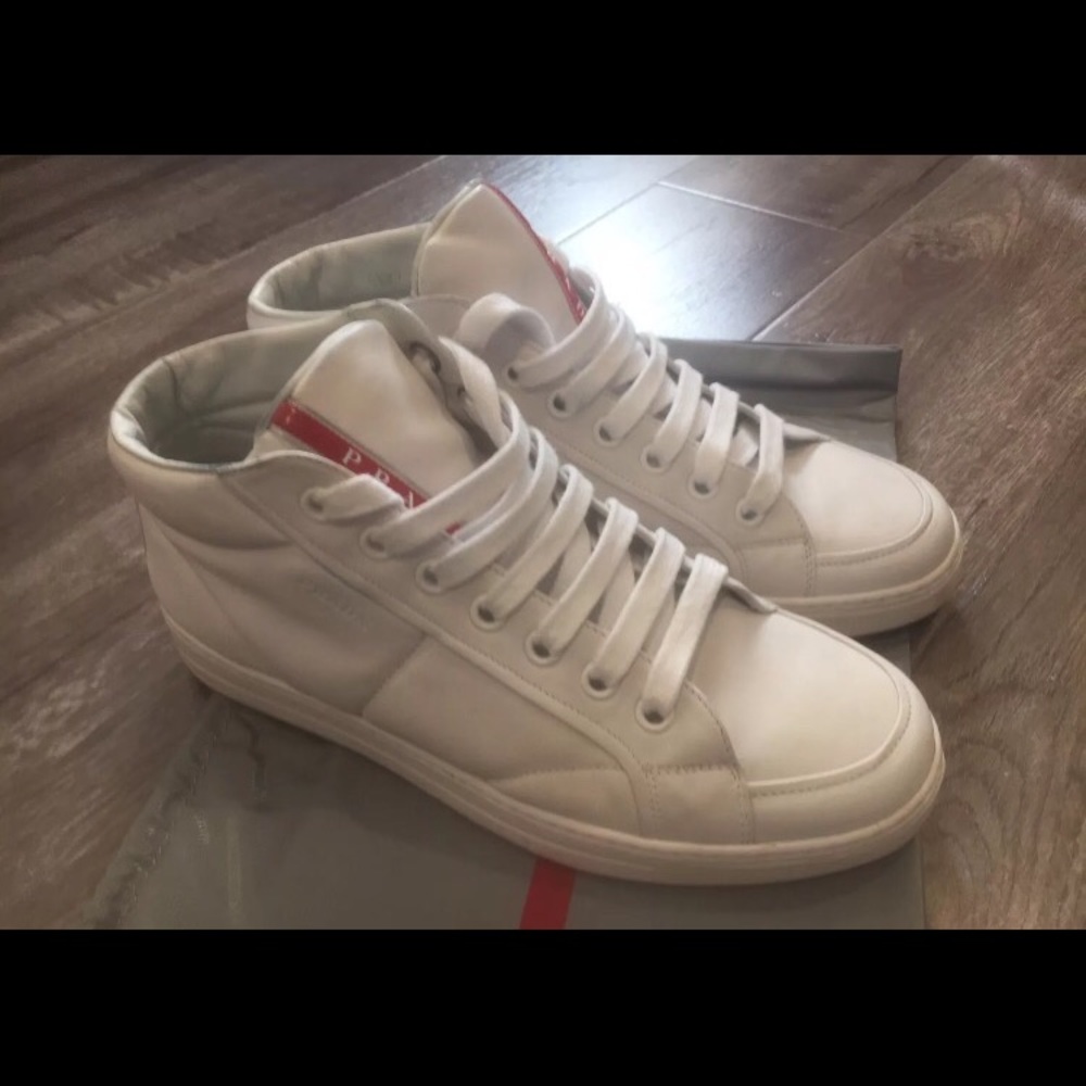 Prada mens sneakers white