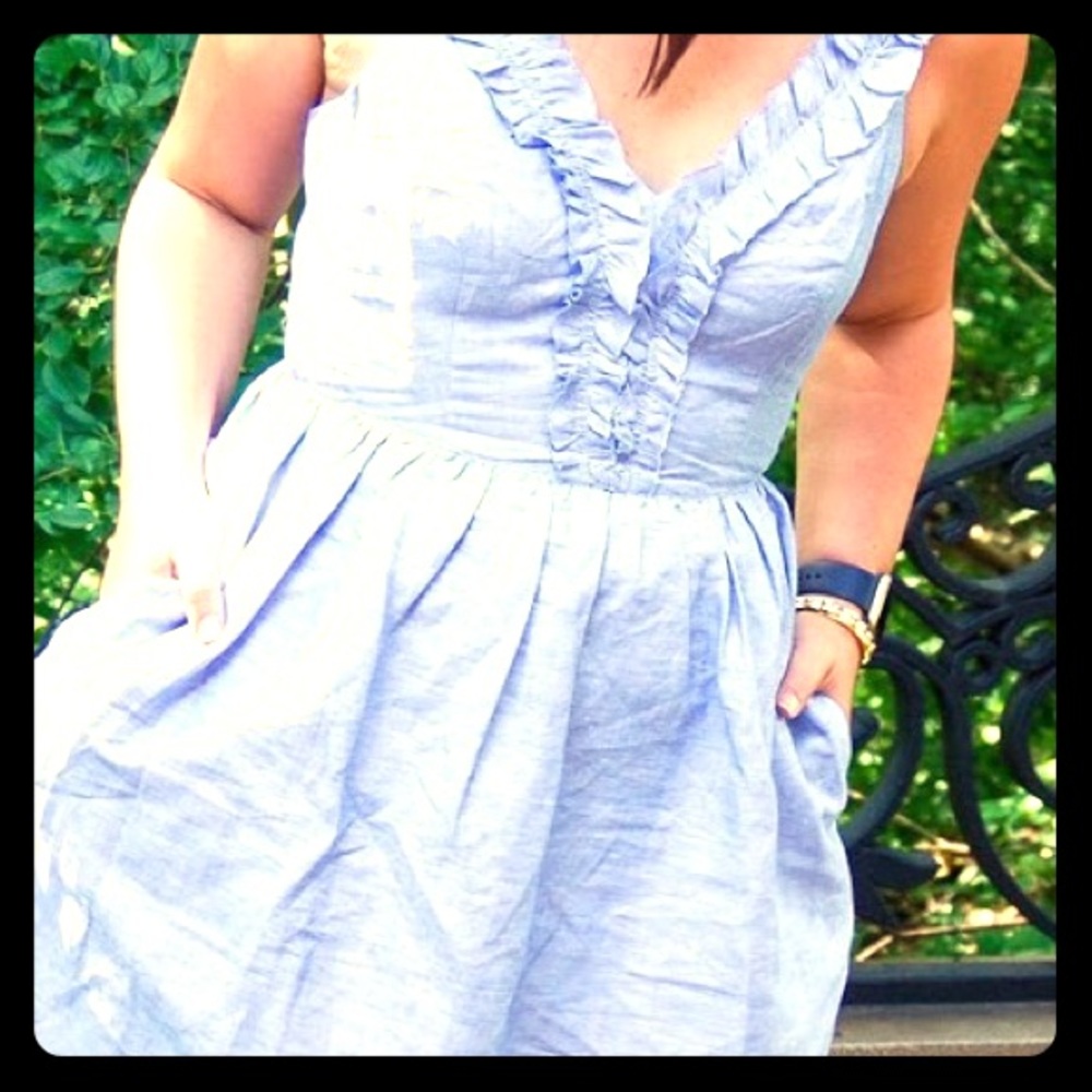 Banana Republic 14P blue ruffle dress