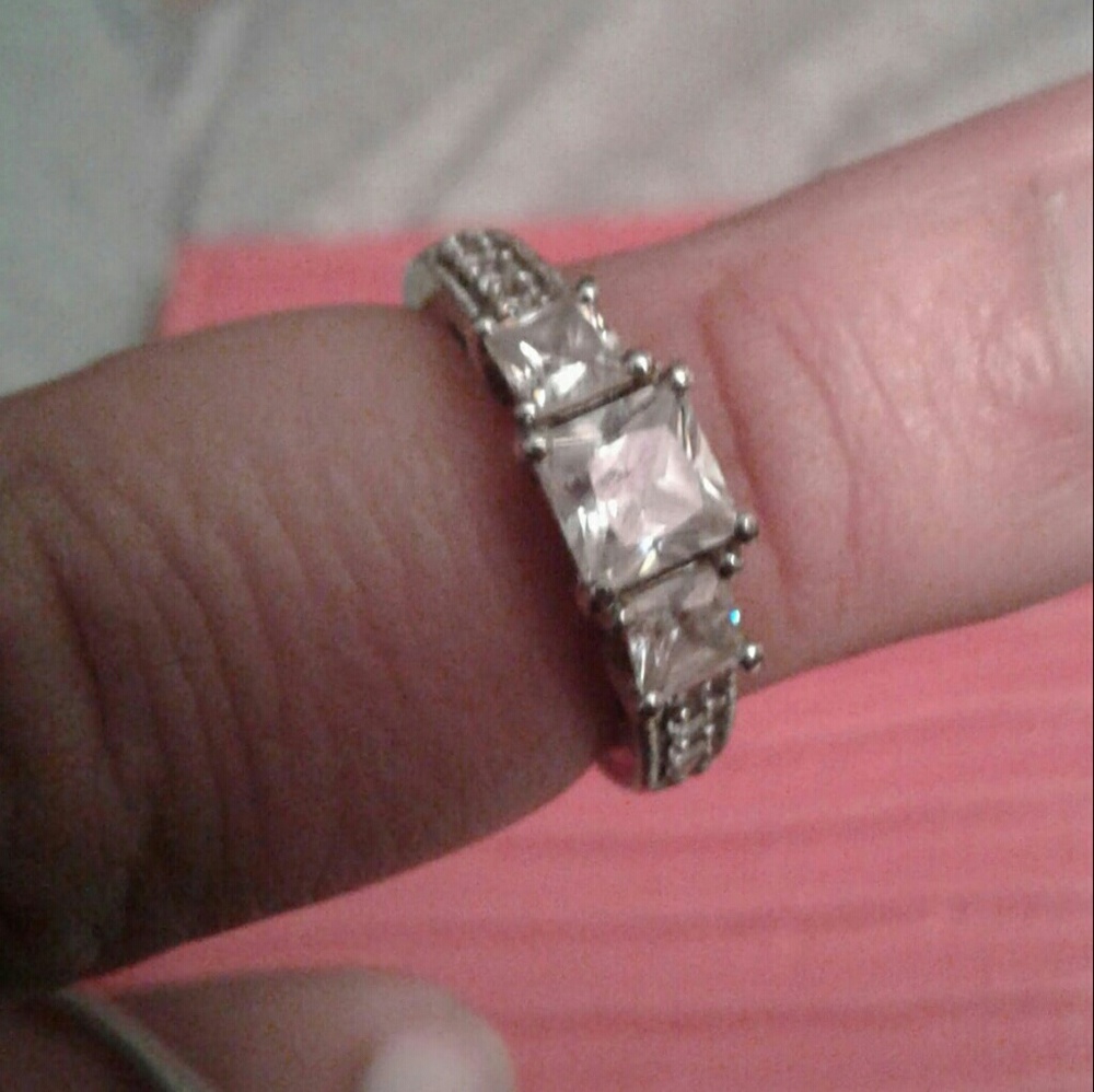Sterling CZ Princess Cut Engagement ring size 5