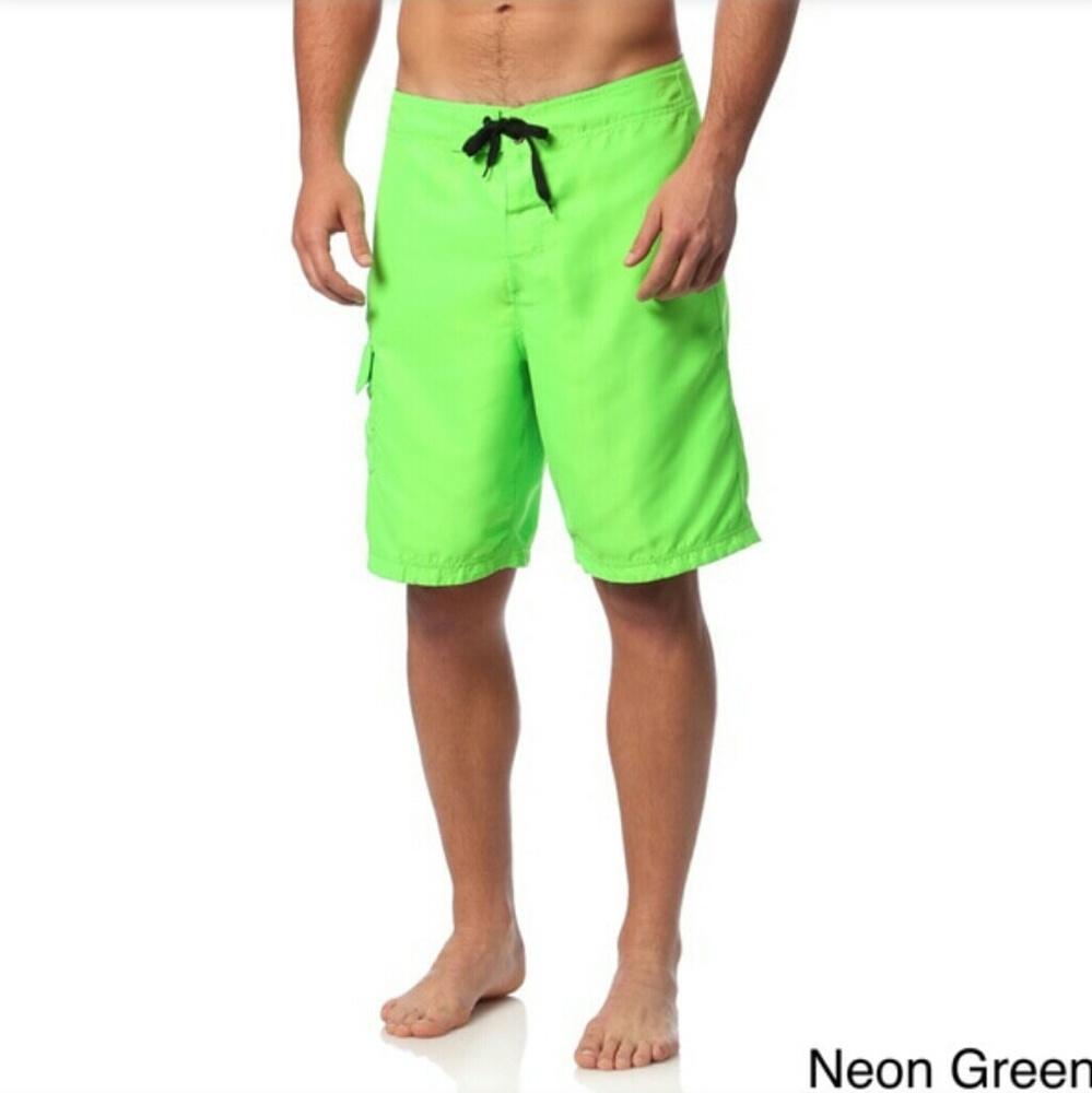 Triangle Mens Beach Shorts Neon Green Size M