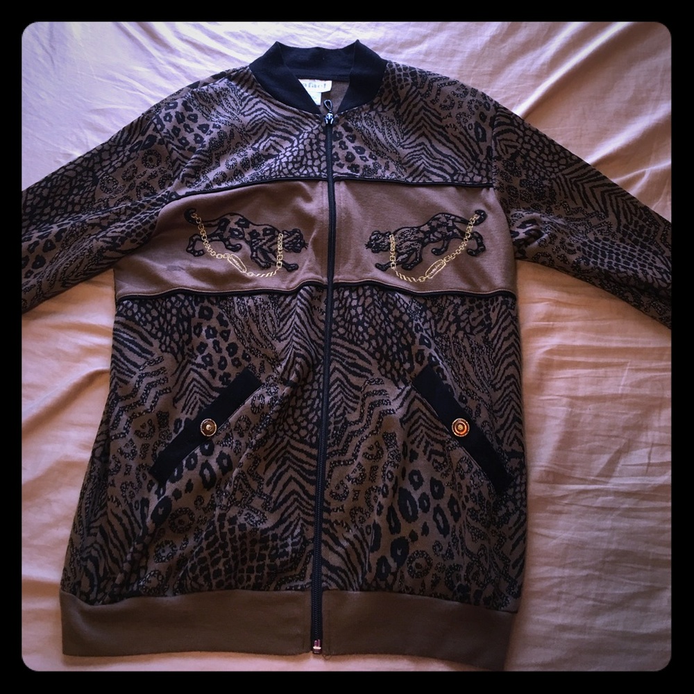 Vintage animal print zip up jacket