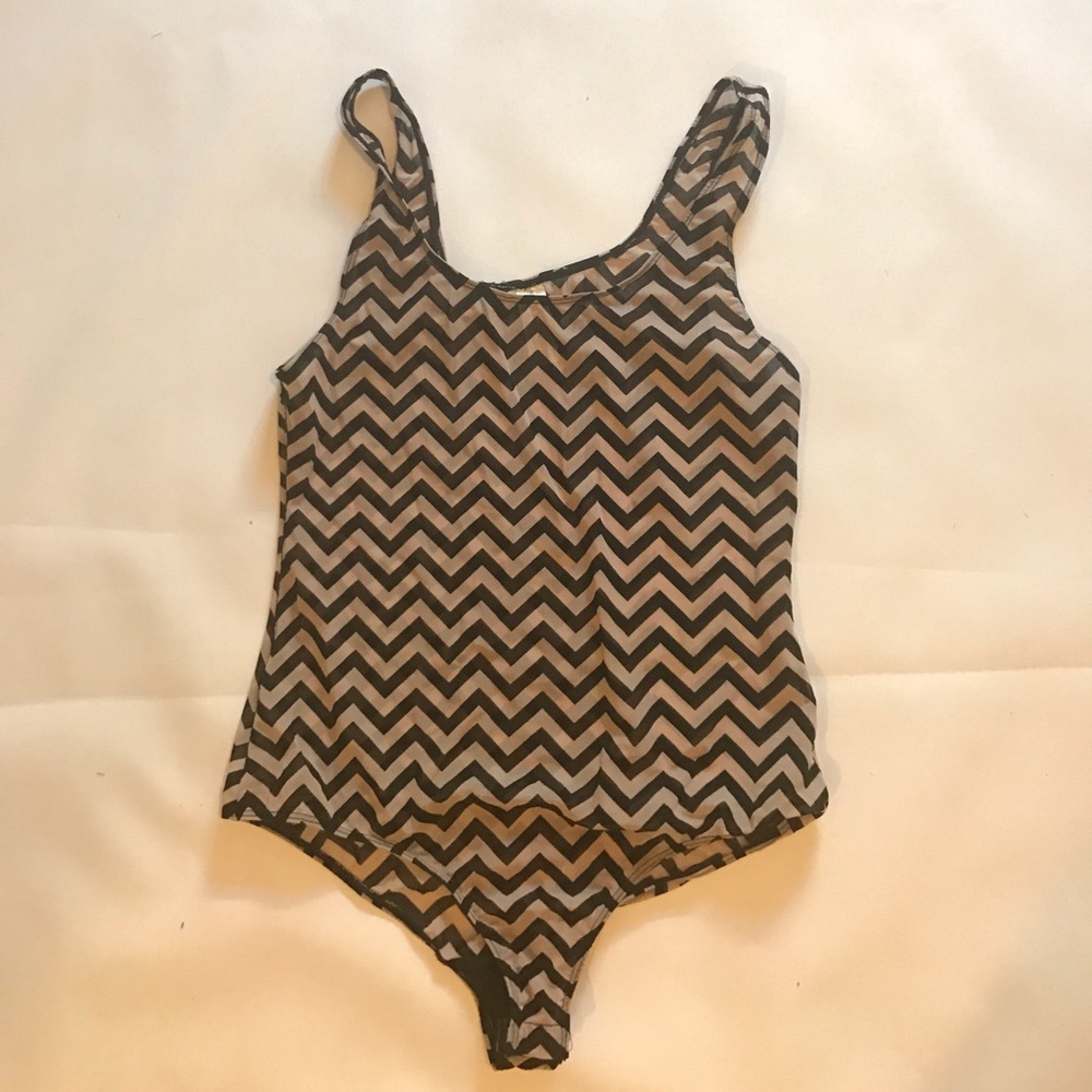 Forever 21 mesh chevron bodysuit