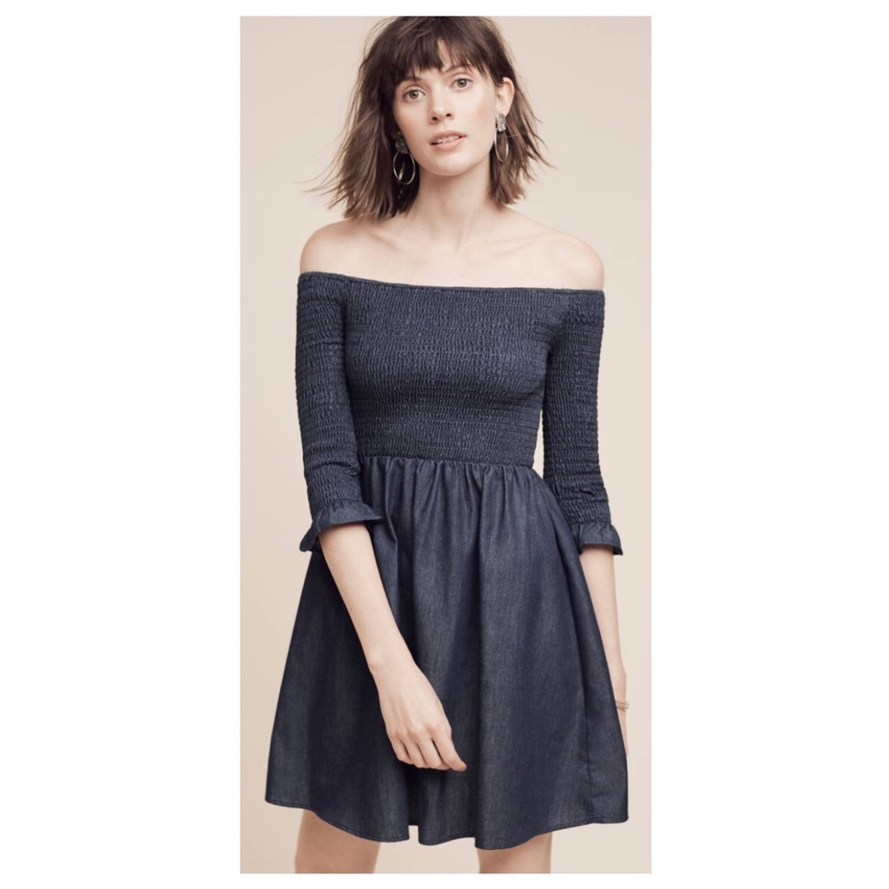 Anthropologie - Off-The-Shoulder Denim Dress
