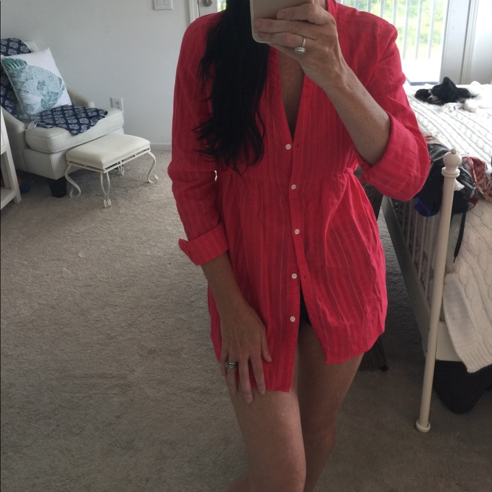 Coral button up linen NEW