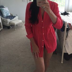 Coral button up linen NEW