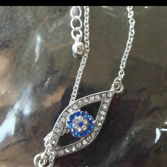 Silver platd Evil eye protector hamsa bracelet set - Picture 2 of 4