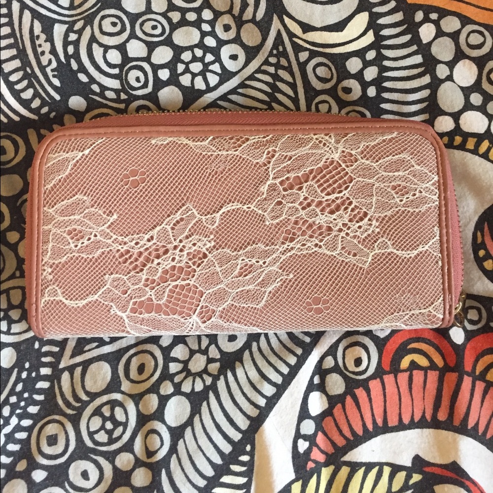 Pink Lacy Clutch