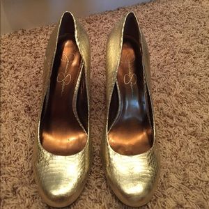 Jessica Simpson Gold Snake Heels