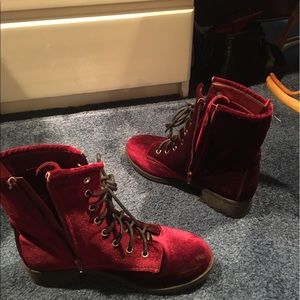 Red velvet boots