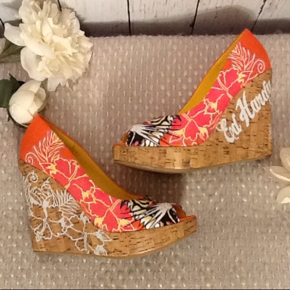 ⚡️FLASH SALE⚡️Ed Hardy Wedges Size 7 Floral 💞 - Picture 5 of 7