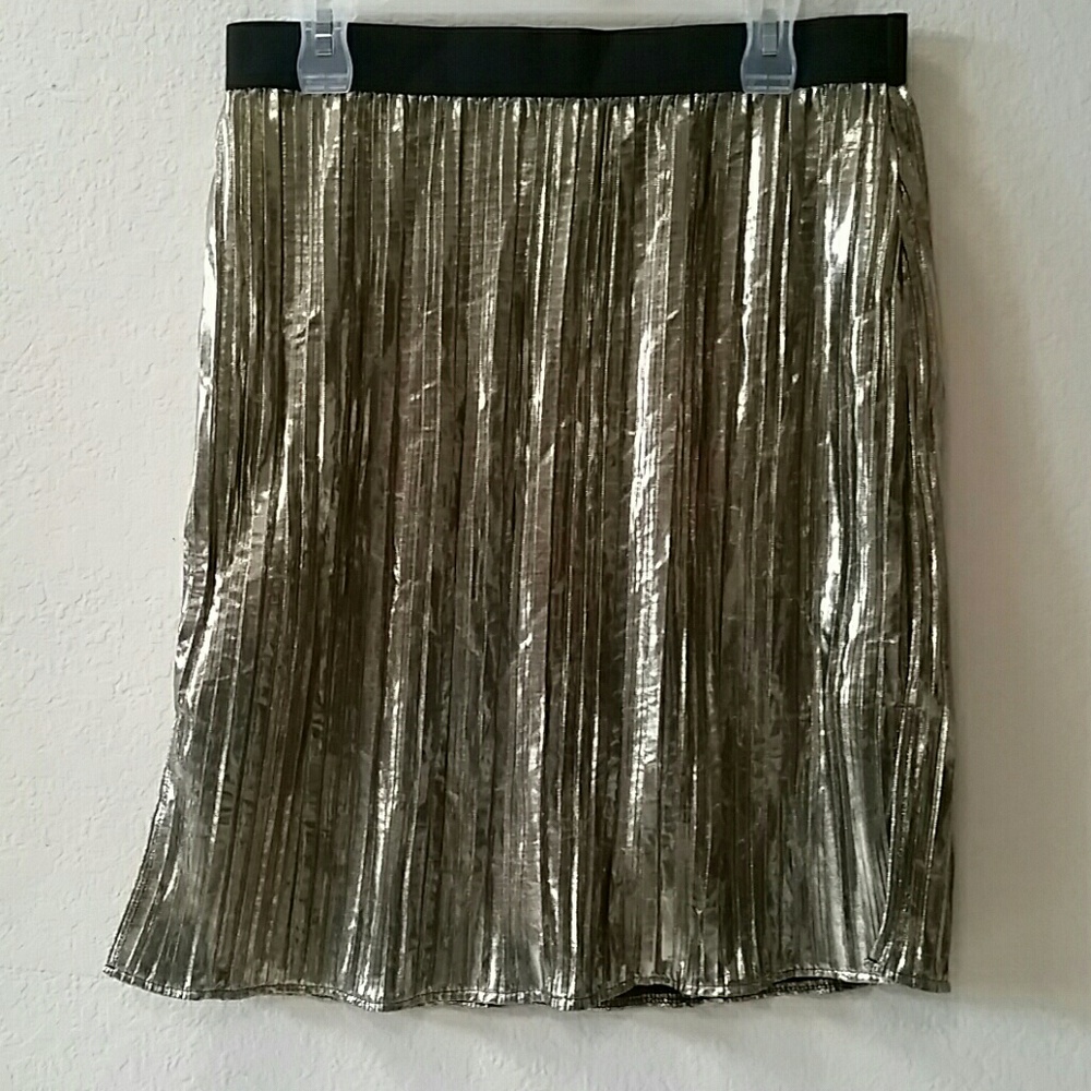 Metallic pleated skirt
