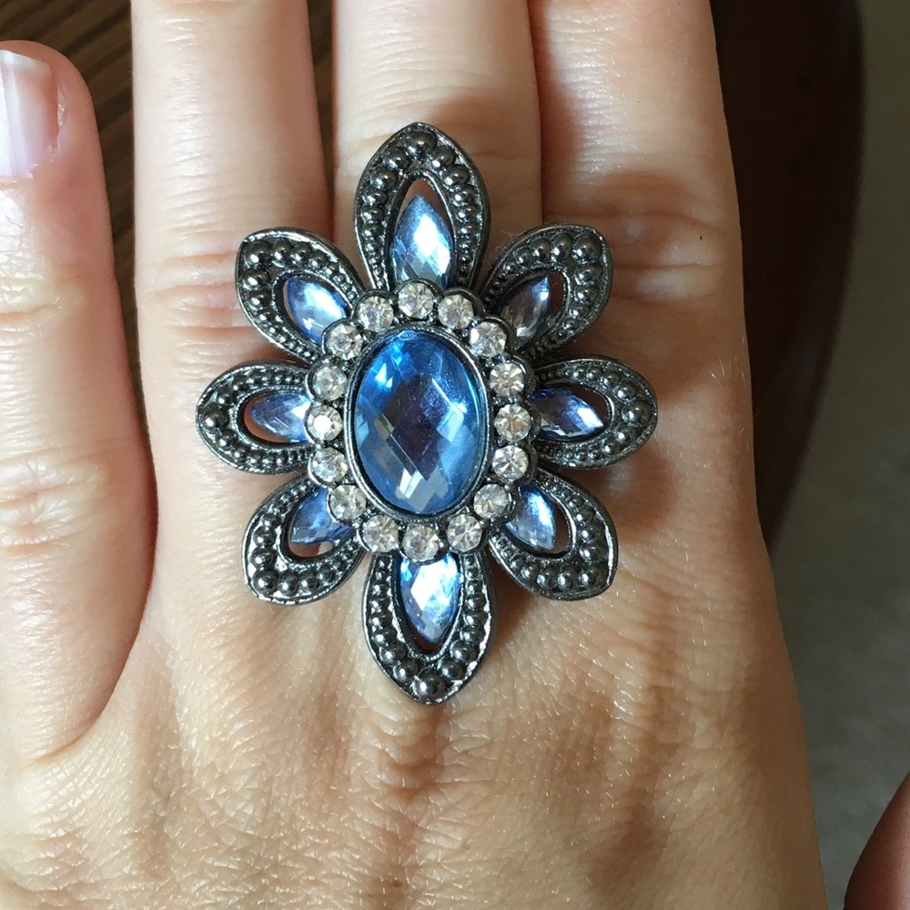 Gorgeous Blue & Silver Statement Ring